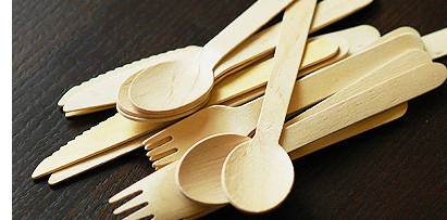 wooden forks, knives, and spoons