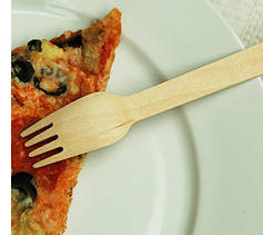 wooden fork and pizza